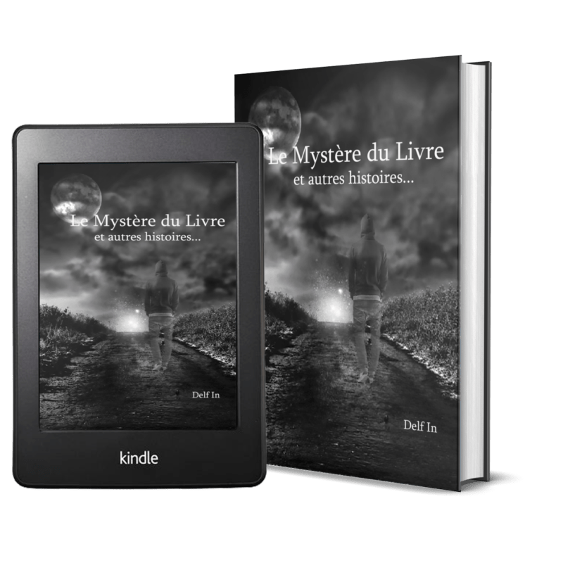 Image reprenant la couverture en version papier et numérique du recueil de nouvelles fantastiques Le Mystère du Livre de Delf In