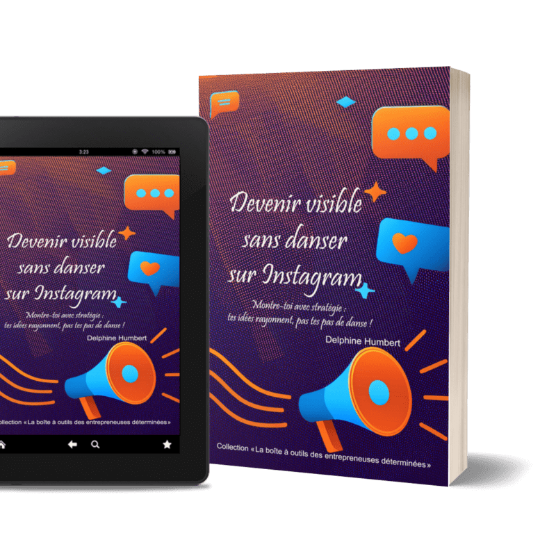 Mock up représentant la couverture de Devenir Visible sans Danser sur Instagram de Ac'Com, en version papier et version ebook